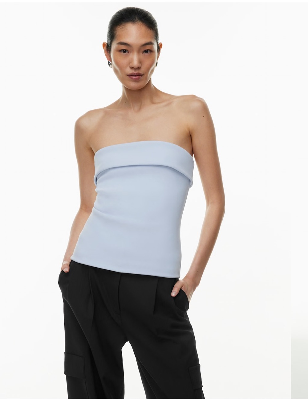 Babaton Light Blue Figureknit Eyecatcher Tube Top XS